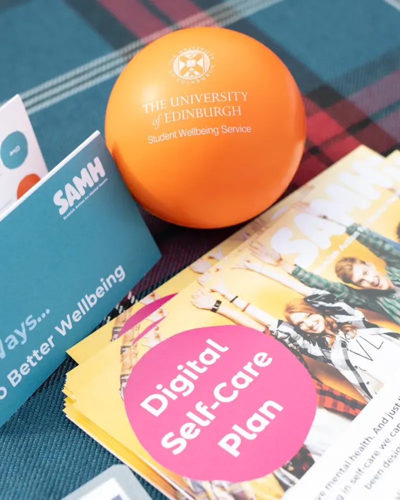 Branded merchandise on table