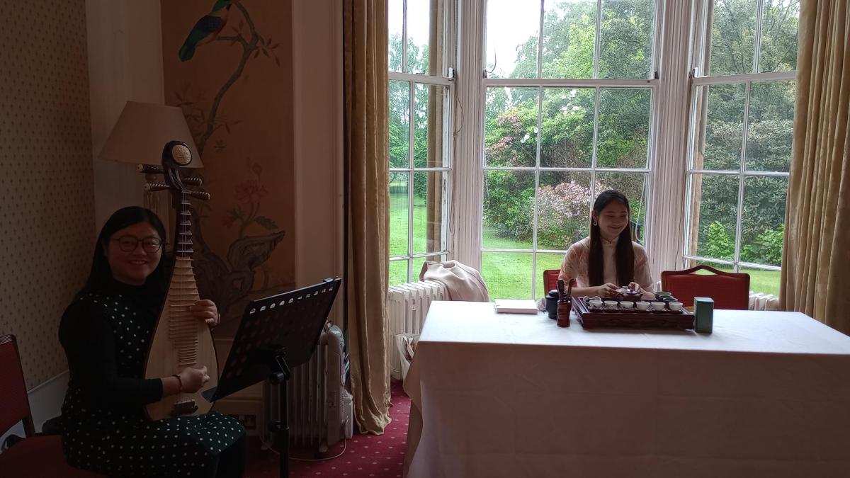 Students participating in a Chinese tea ceremony