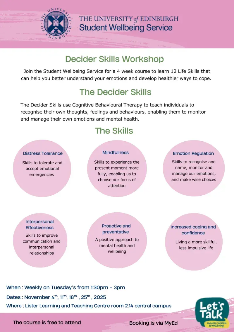 Poster giving details of the skills to be covered in the workshop