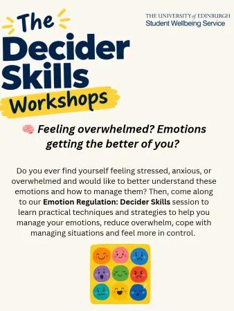 Poster giving more information for the Decider Skills workshop