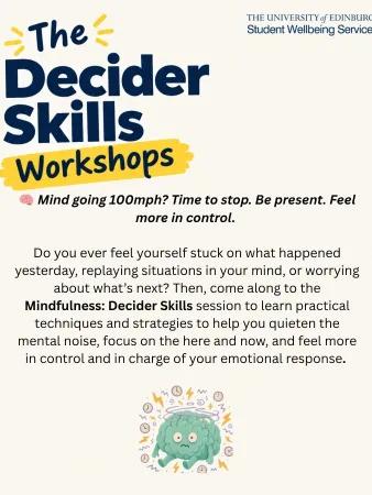 Poster giving more information for the Decider Skills workshops